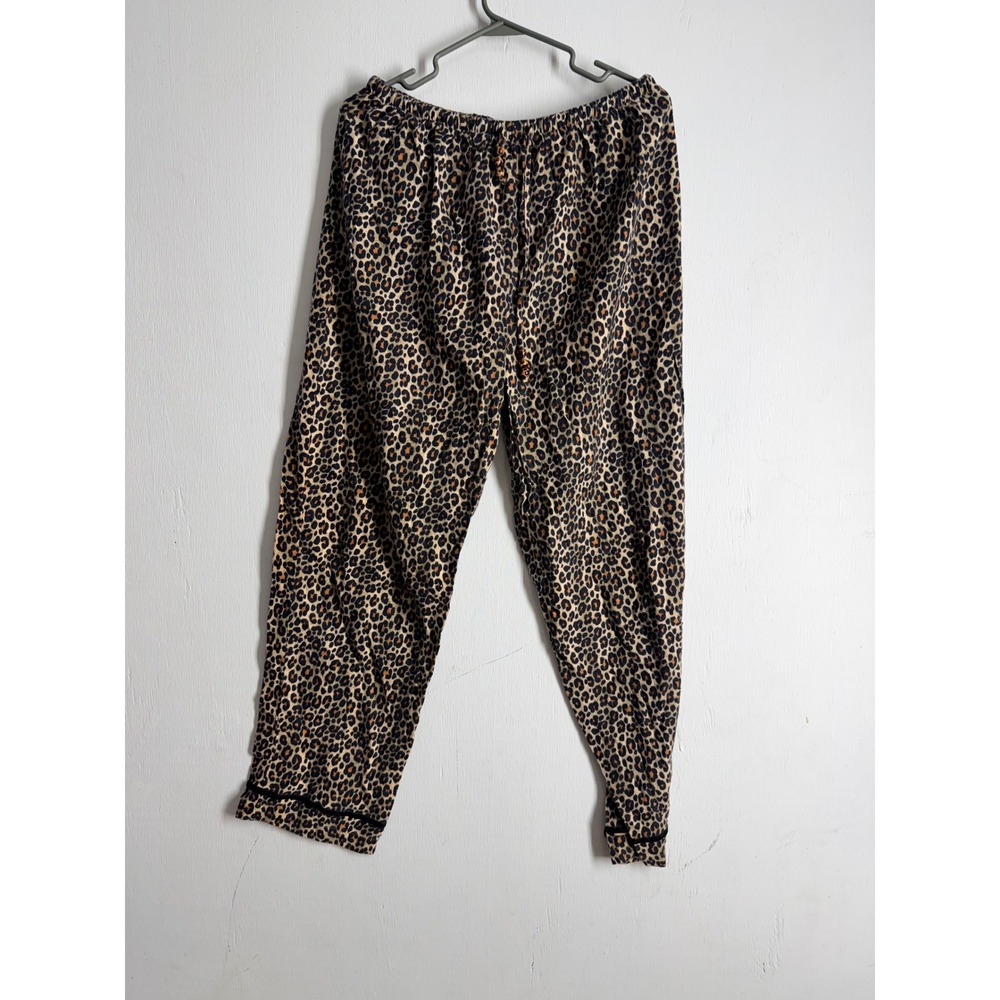 Secret Treasures Leopard Pajama Pants Brown Cotton Flannel Lounge Large ST313725
